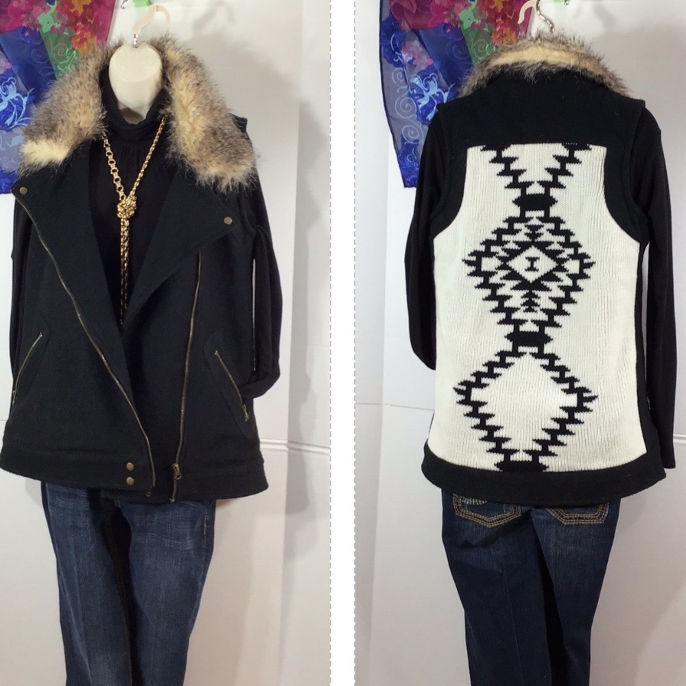 Thread & Supply b/w zipper vest M